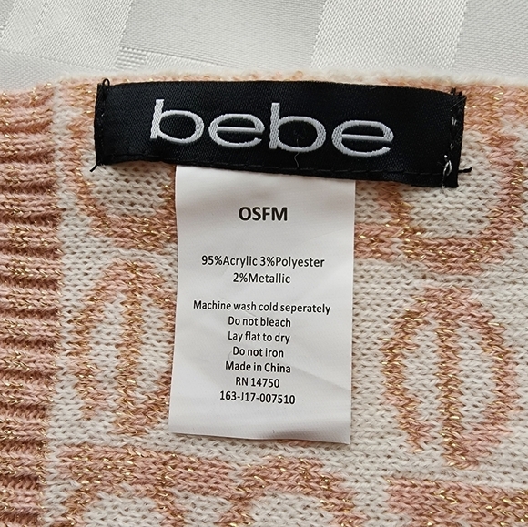 Bebe Pink & Gold Embroidered Women's Scarf NWT - Picture 2 of 2